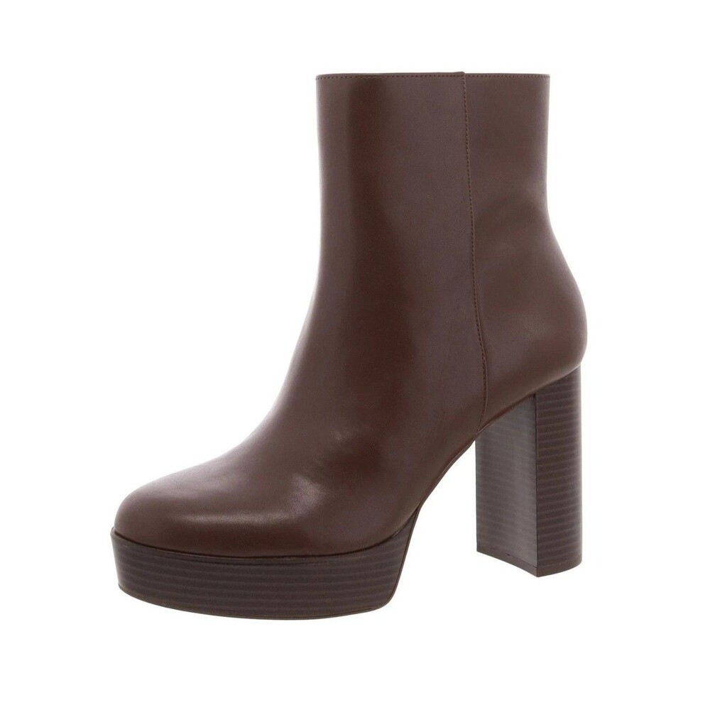 Alfani Womens 8.5 M Brown Smooth Galsuenda Platform High Heel Booties NIB IO8